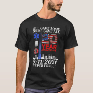 Camiseta Nunca Esqueça o Dia Memorial 20 Anniversário 911 P