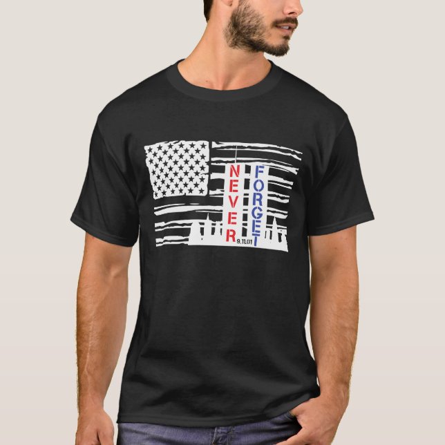 Camiseta Nunca Esqueça o Dia Patriótico 9/11 (Frente)