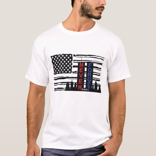 Camiseta Nunca Esqueça o Dia Patriótico 9/11 (Frente)