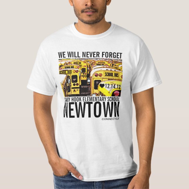 Camiseta Nunca esqueça o Tshirt 3 da tragédia de Newtown (Frente)