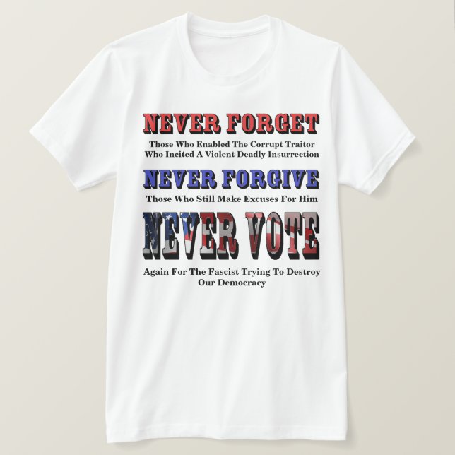 CAMISETA NUNCA ESQUEÇA, PERDOE, VOTE NOVAMENTE A FASCISTA (Frente do Design)