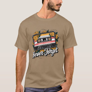 Camiseta NUNCA ESQUEÇA um presente colorido de fita cassete