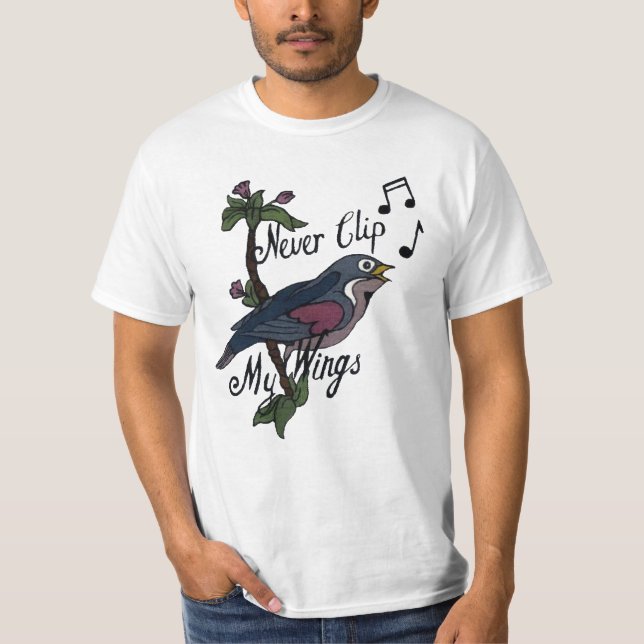 Camiseta Nunca grampeie minhas asas (Frente)