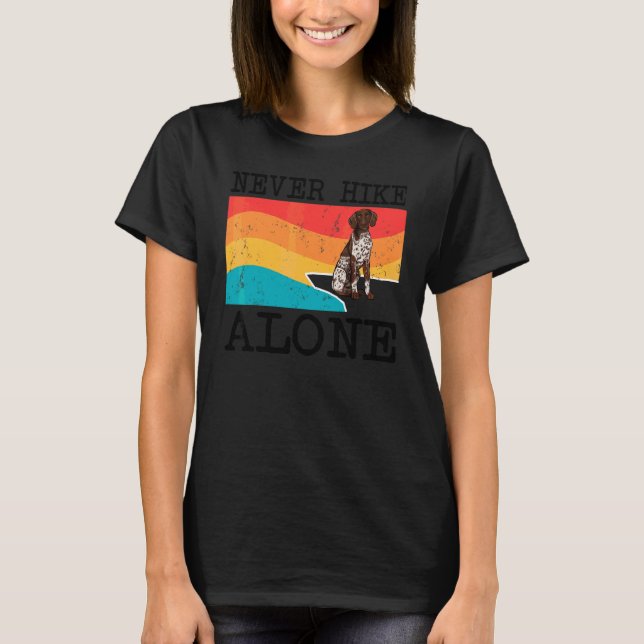 Camiseta Nunca Hike Sozinho Gráfico de Pointer de Cabelo Cu (Frente)