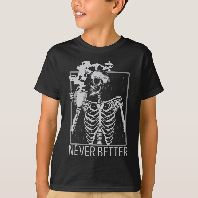 Camiseta Nunca Melhor Bebendo Skeletrificação Café Co (Frente)