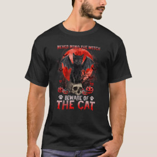 Camiseta Nunca Mind A Bruxa Cuidado Com O Gato Feliz Hallo