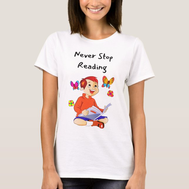 Camiseta Nunca parar de ler (Frente)