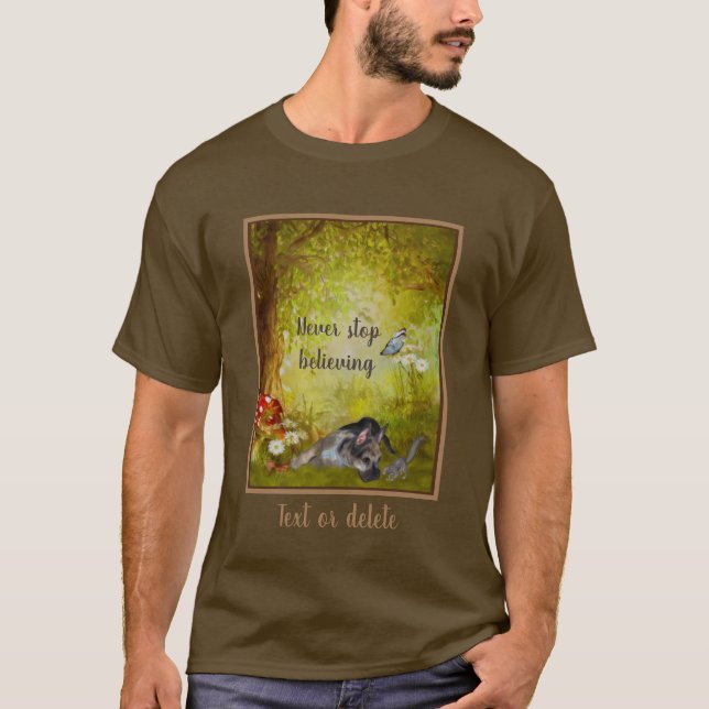 Camiseta Nunca pare de acreditar em Shepherd Puppy Inspirat (Frente)