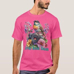 Camiseta Nunca Perca o Foco - Câmera Fotográfica Divertida