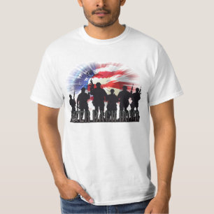 Camiseta Nunca recue no Patriótico Americano FLag