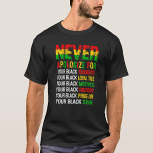 Camiseta Nunca Se Desculpe Pela Sua História Negra