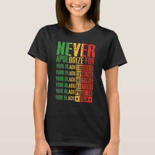 Camiseta Nunca Se Desculpe Pela Sua História Negra