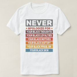 Camiseta Nunca Se Desculpe Pelo Mês Legal Da História Negra