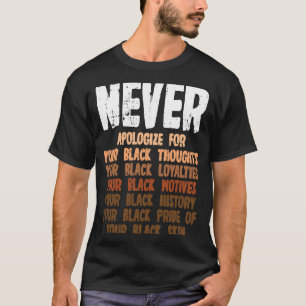 Camiseta Nunca se desculpe pelos seus pensamentos negros.