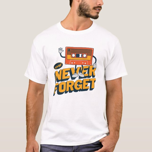 Camiseta Nunca se esqueça da fita cassete de fita VHS do di (Frente)
