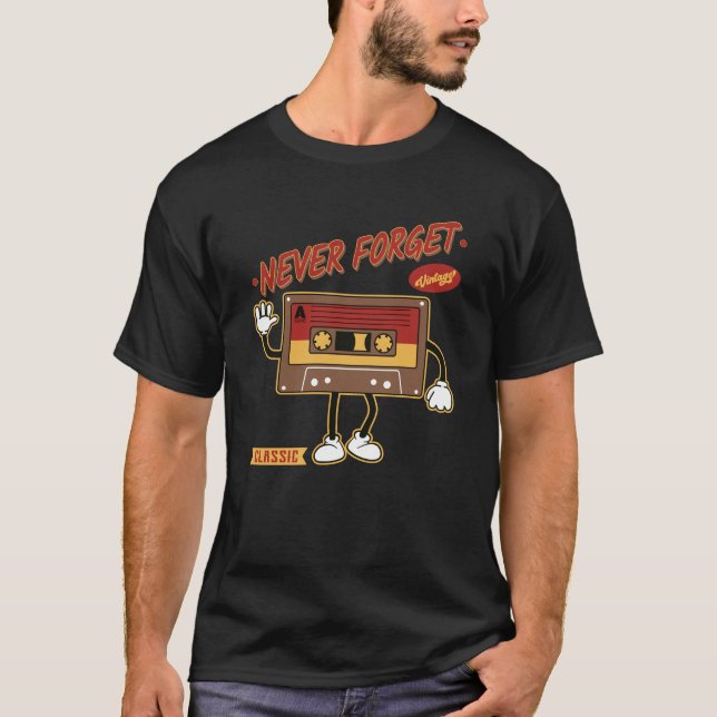 Camiseta Nunca se esqueça da fita cassete de fita VHS do di (Frente)