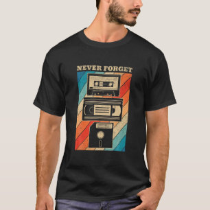 Camiseta Nunca se esqueça da fita Vintage do disquete VHS 