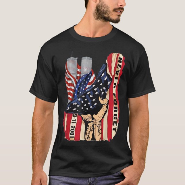 Camiseta Nunca se esqueça do patriótico 711 norte-americano (Frente)