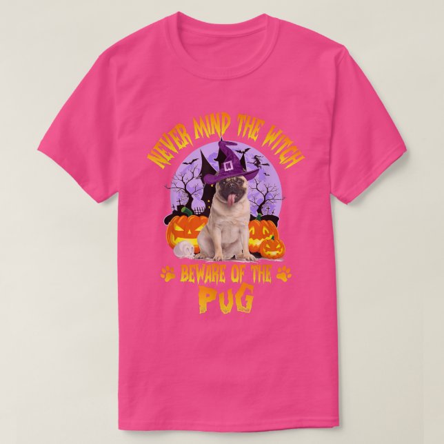 Camiseta Nunca Se Importa Com A Testemunha De Pug Dog Hallo (Frente do Design)