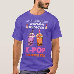 Camiseta Nunca subestime o Kpop e o chá de bolhas Ramen