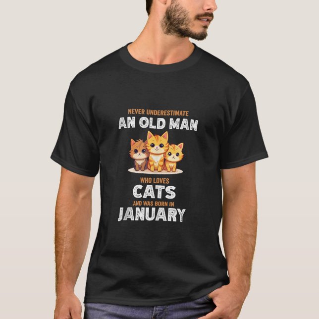 Camiseta Nunca Subestime O Velho Que Ama O Nascer Dos Gatos (Frente)