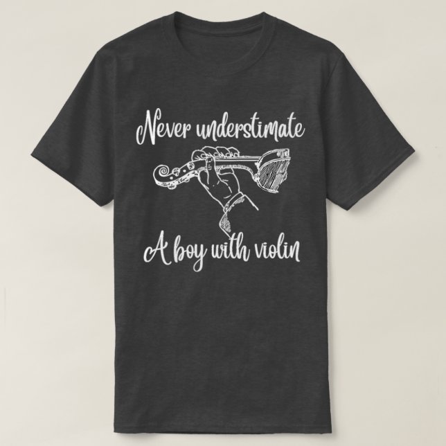 Camiseta Nunca subestime um garoto com violino engraçado (Frente do Design)