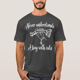 Camiseta Nunca subestime um garoto com violino engraçado
