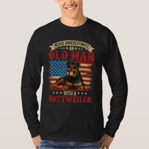 Camiseta Nunca Subestime Um Homem Velho Com Um Rottweiler C