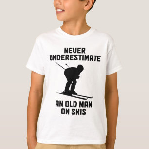 Camiseta Nunca Subestime Um Homem Velho De Esqui Engraçado