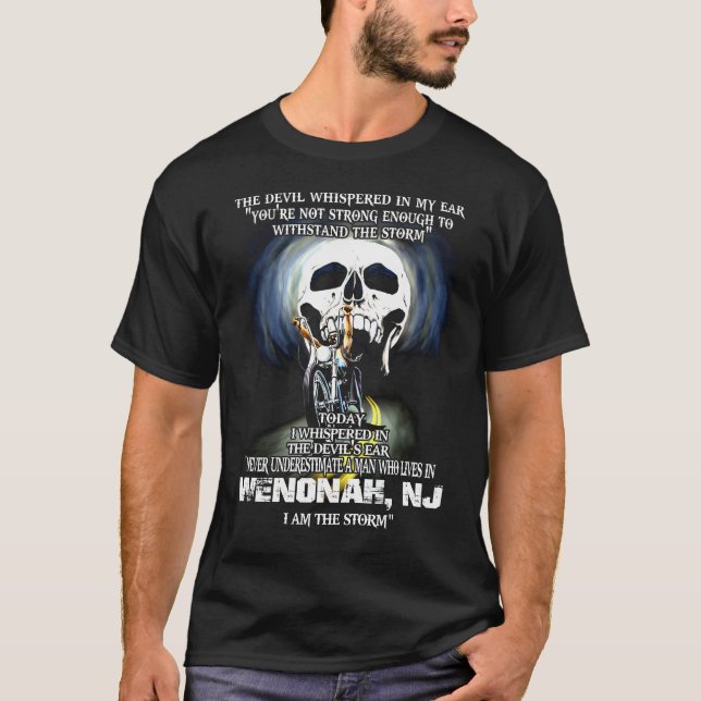 Camiseta Nunca subestime um homem WENONAH NJ (Frente)
