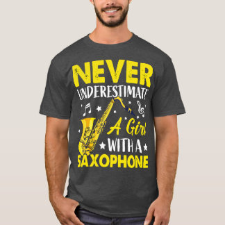Camiseta Nunca subestime um L com um saXOPHONE 6