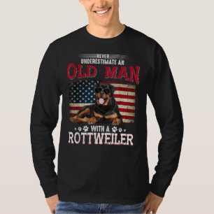 Camiseta Nunca Subestime Um Velho Com Um Rottweiler 3