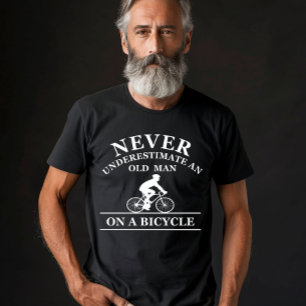 Camiseta nunca subestime um velho de bicicleta