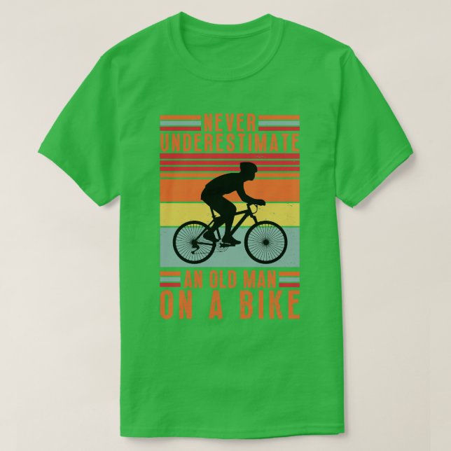 Camiseta Nunca subestime um velho numa bicicleta 14 (Frente do Design)