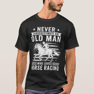 Camiseta Nunca Subestime Um Velho Que Ama Rac Cavalo