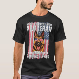 Camiseta Nunca Subestime Um Veterano Com German shepherd