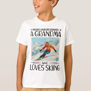 Camiseta Nunca Subestime Uma Avó Que Ama Esqui 