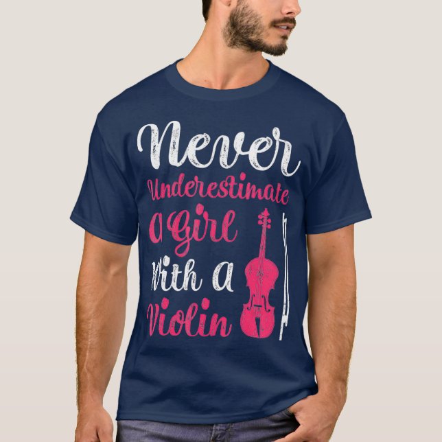Camiseta Nunca Subestime Uma Garota Com Violino Para (Frente)