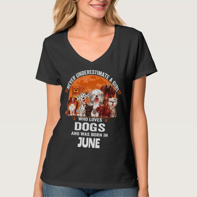 Camiseta Nunca Subestime Uma Menina Que Ama Cachorros Anive (Frente)