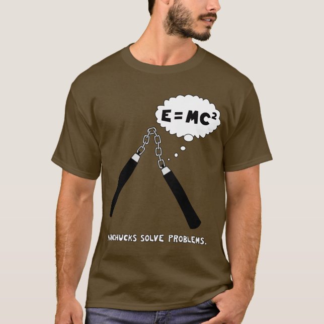 Camiseta Nunchucks resolve o t-shirt dos problemas: Brown (Frente)