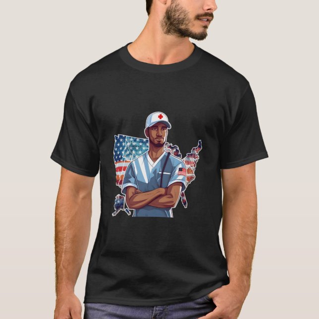 Camiseta Nurse American Flag 4Th Of July Nurse (Frente)