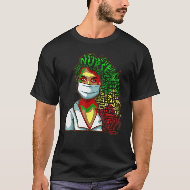 Camiseta Nurse Black History Queen Melanin Afro African Pri (Frente)