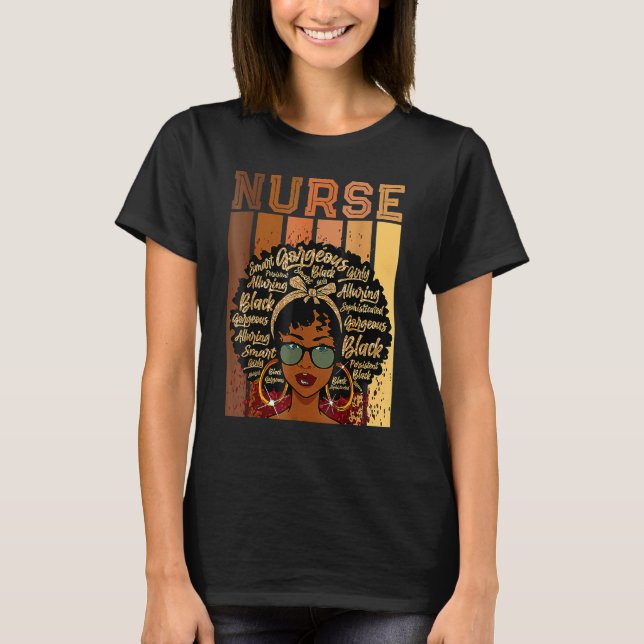 Camiseta Nurse Black History Queen Melanin Afro African Pri (Frente)