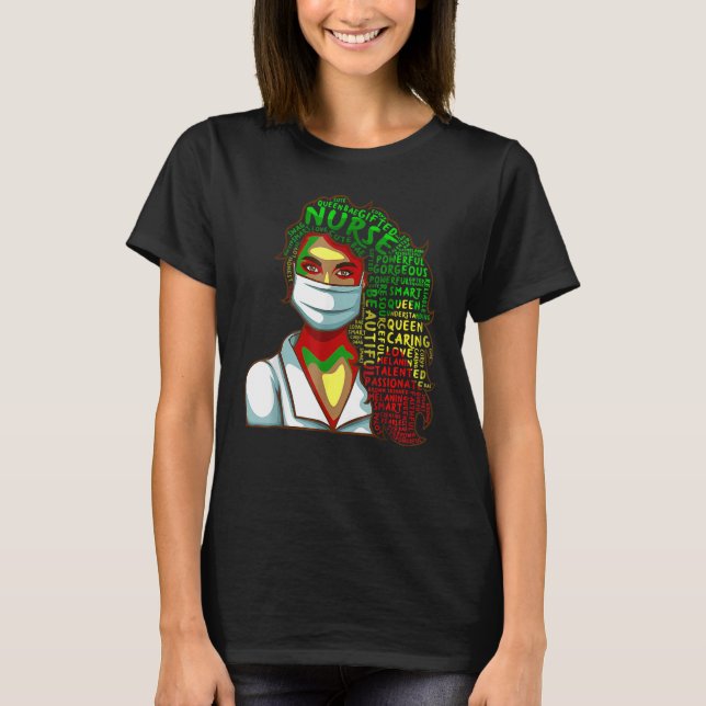 Camiseta Nurse Black History Queen Melanin Afro African Pri (Frente)
