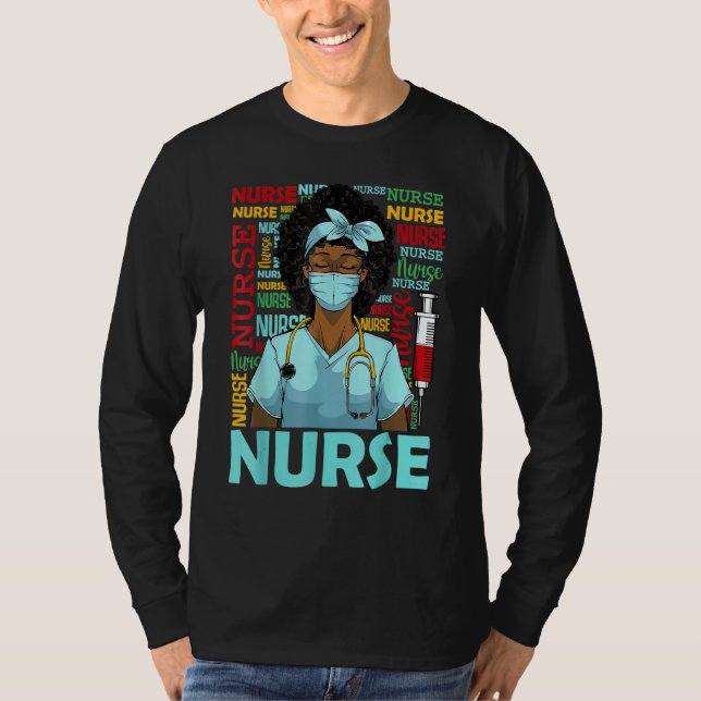 Camiseta Nurse Black Women Black History Afro African Pride (Frente)