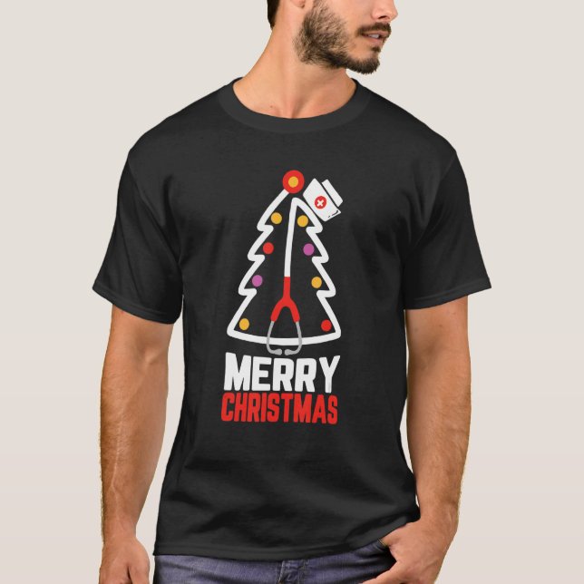 Camiseta Nurse Christmas Stethoscope Christmas Tree Nurses  (Frente)