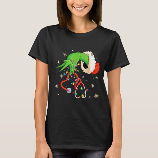 Camiseta Nurse Christmas Stethoscope Nurses Xmas Santa Wome (Frente)