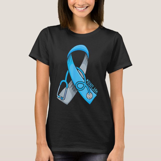 Camiseta Nurse Diabetes Awareness Blue Ribbon Nursing RN Li (Frente)