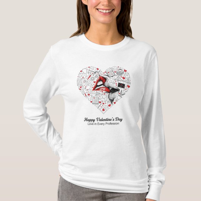 Camiseta Nurse Engineer Teacher Professional Valentine Hear (Frente)