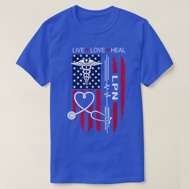 Camiseta Nurse Graduation, Nurse Week, LPN Nurse US Flag, L (Frente do Design)